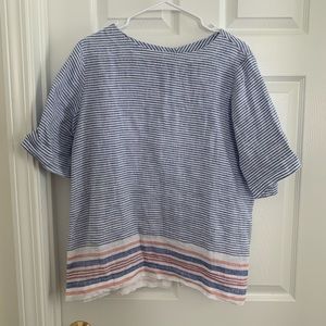 LL Bean Linen Button Back Top
